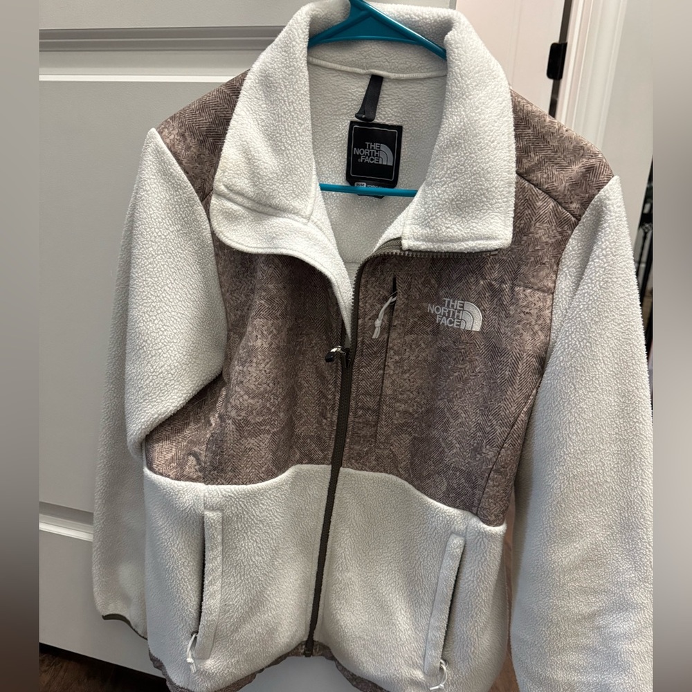 The North Face Cream and Brown Fleece Jacket
